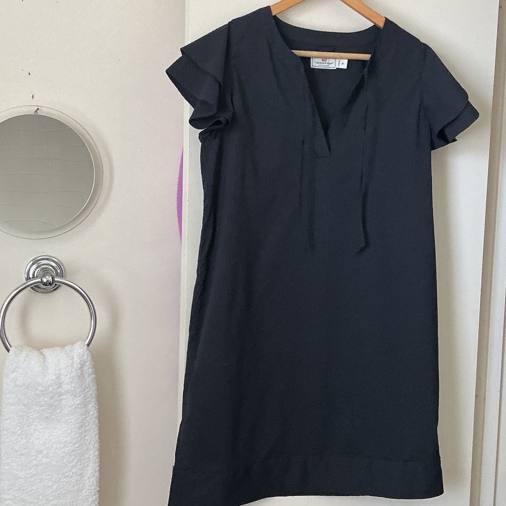 Black V-Neck Shift Dress